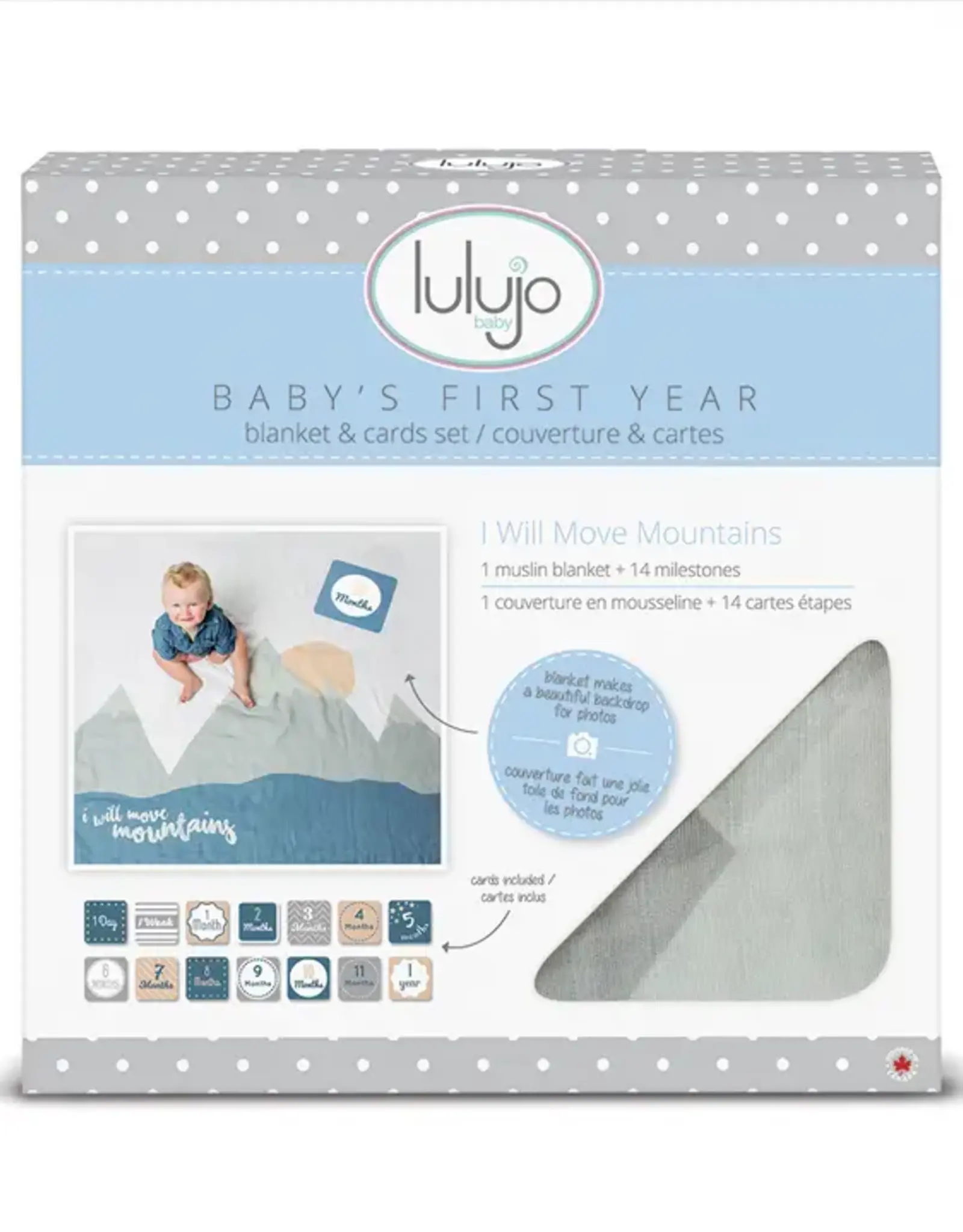 Lulujo Baby's 1st Year Swaddle & Milestone Cards - Move Mountains