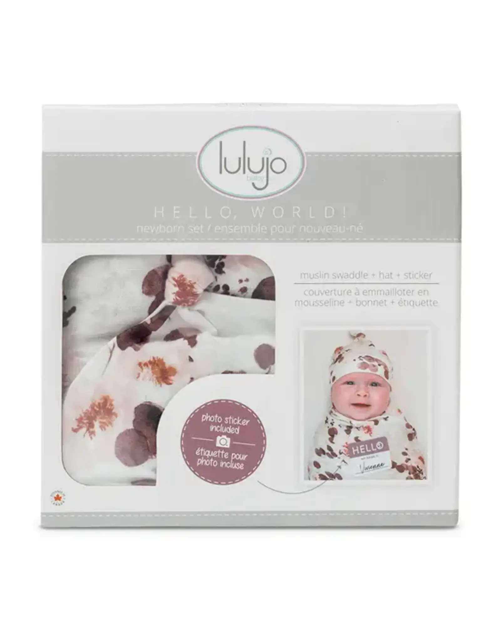 Lulujo Hello World Blanket & Knotted Hat Set - Eucalyptus