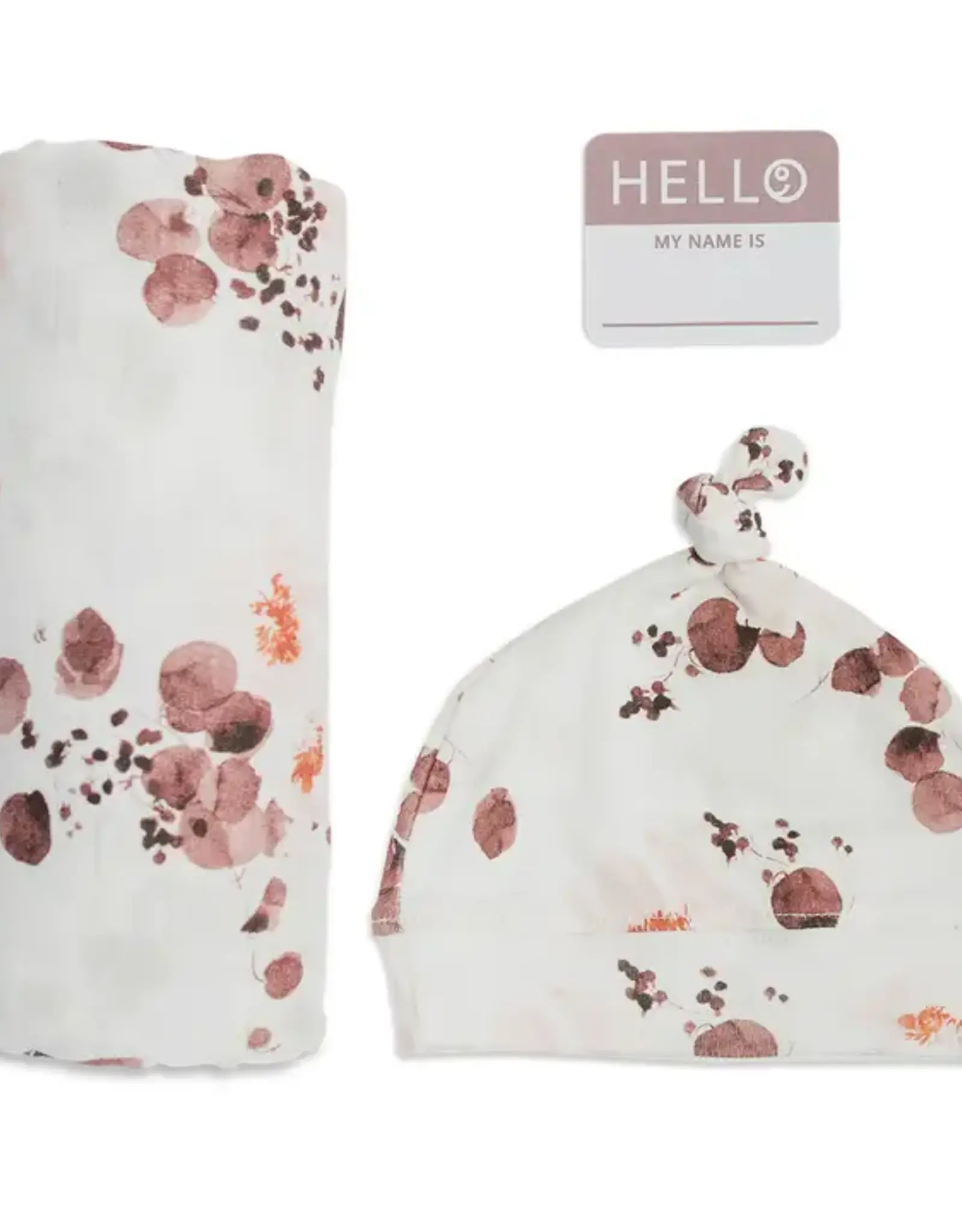Lulujo Hello World Blanket & Knotted Hat Set - Eucalyptus