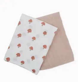 Lulujo 2-pack Cotton Swaddles - Mushroom/Sand