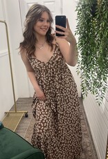 Floral Printed Maxi Dress, Mocha
