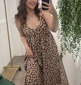 Floral Printed Maxi Dress, Mocha