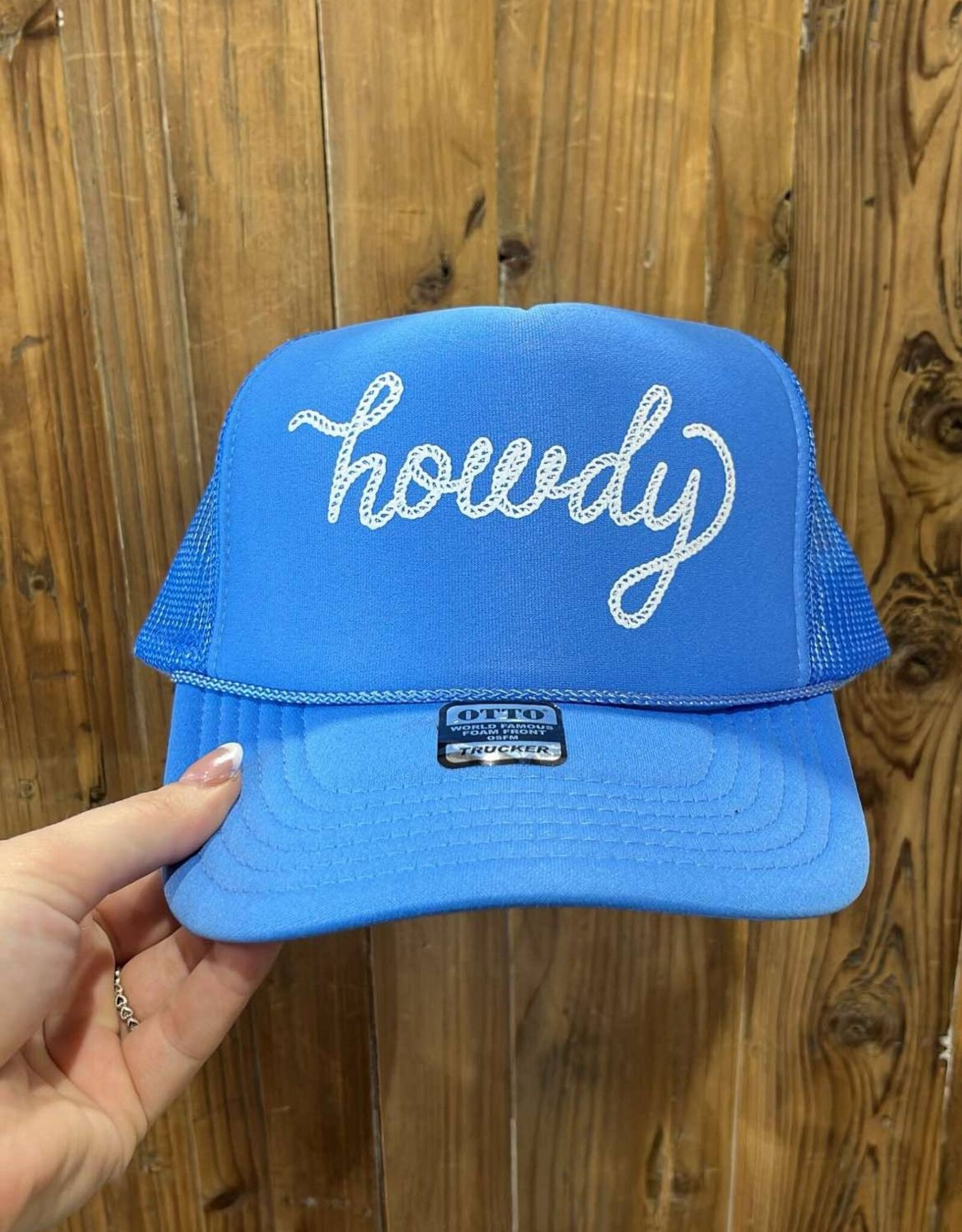 Blonde Ambition Howdy Trucker Hat, Light Blue
