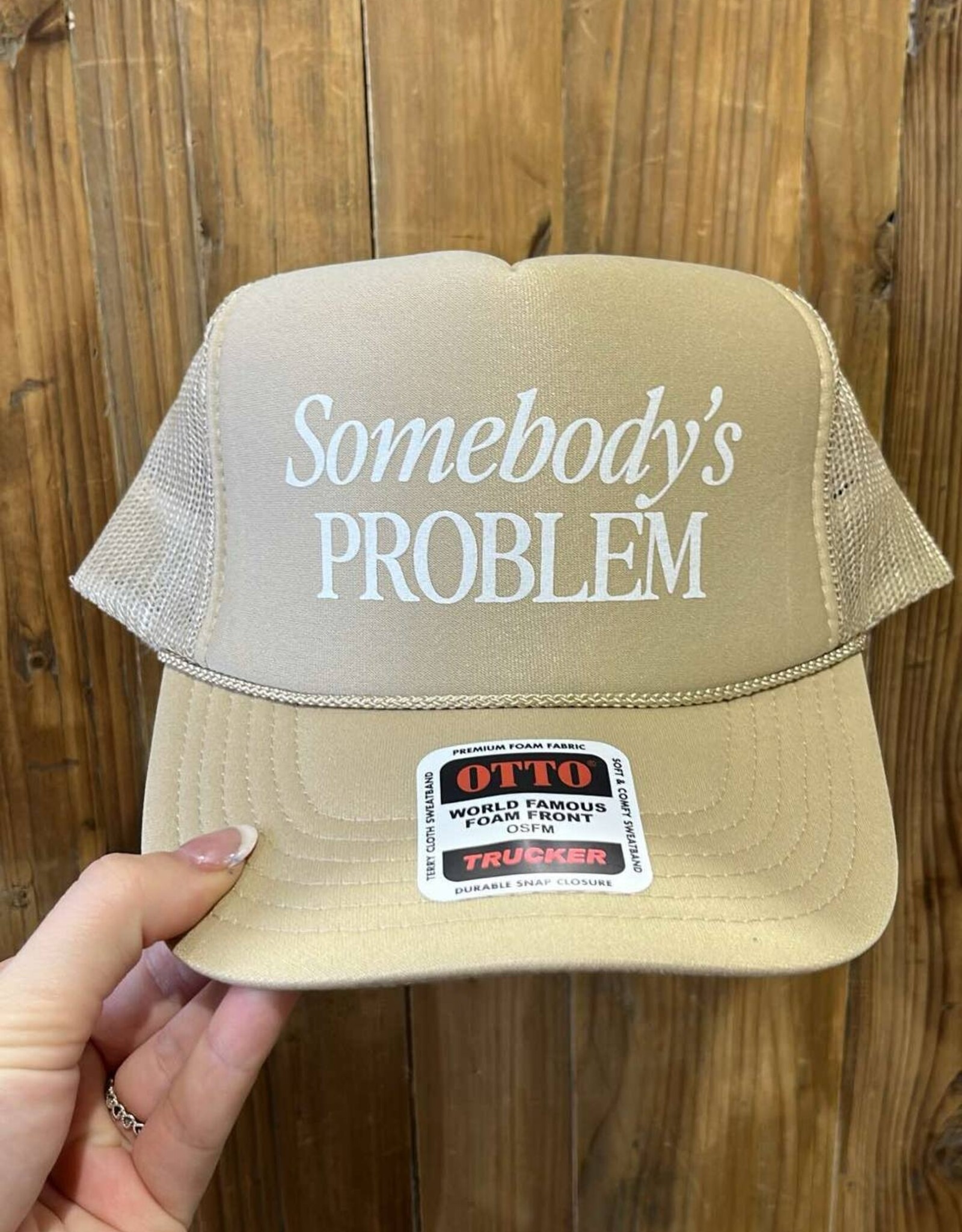 Blonde Ambition Somebody's Problem Trucker Hat, Khaki