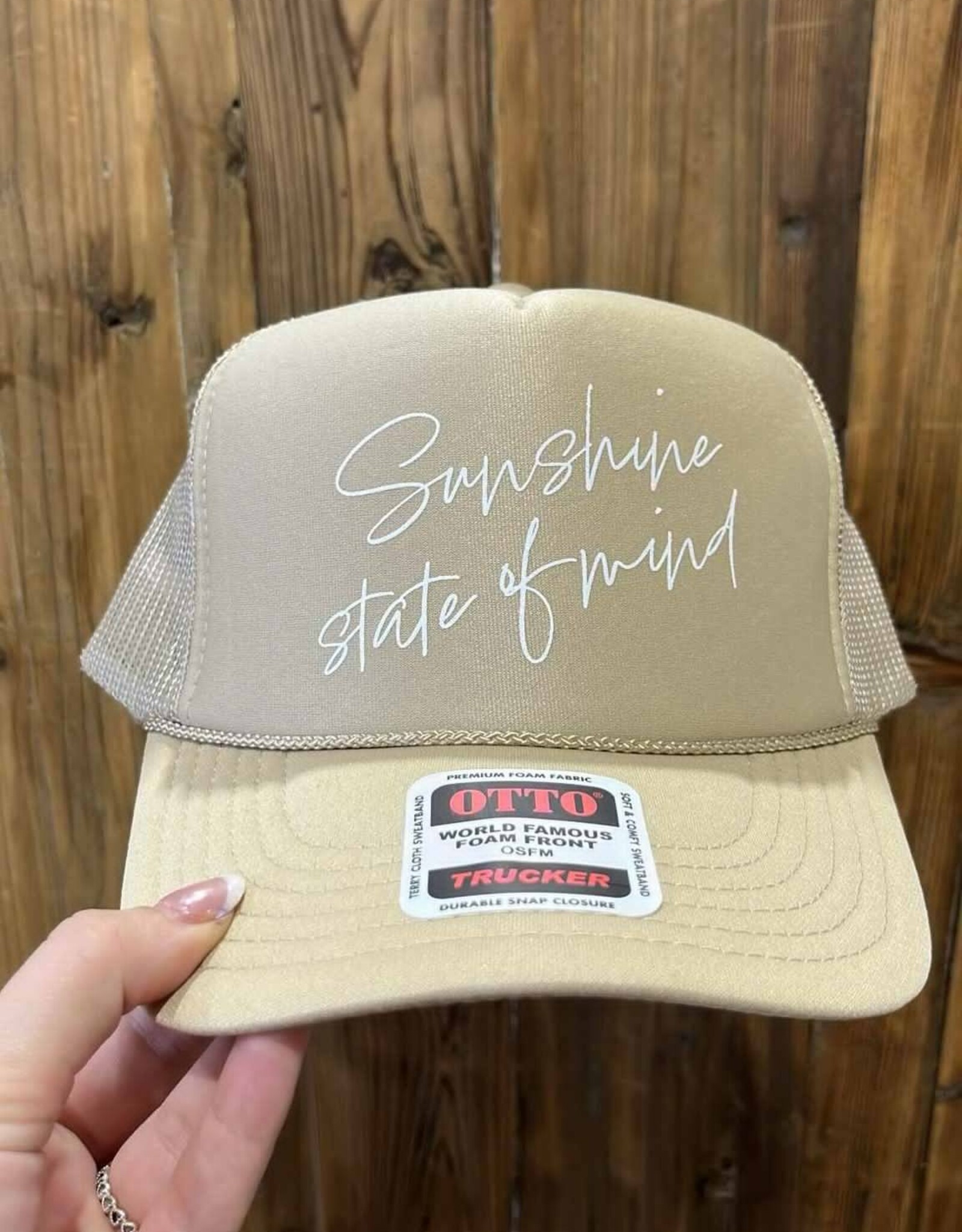 Blonde Ambition Sunshine State Of Mind Trucker Hat, Khaki