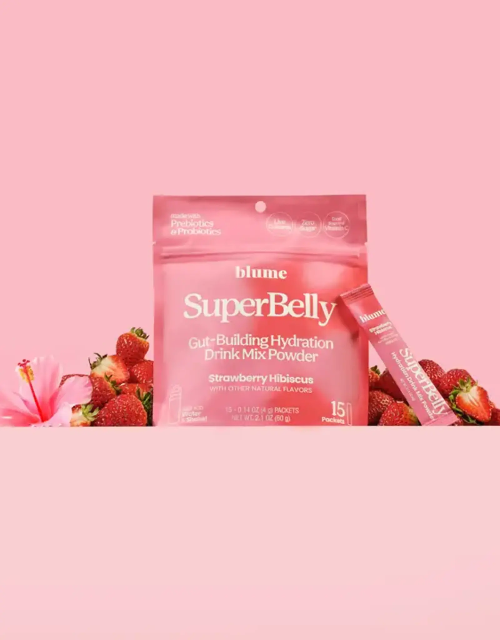 Blume Superbelly Hydration & Gut Mix, Strawberry Hibiscus
