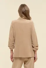 The Workshop Studio 3/4 Ruched Sleeve Blazer, Khaki