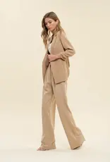 The Workshop Studio 3/4 Ruched Sleeve Blazer, Khaki