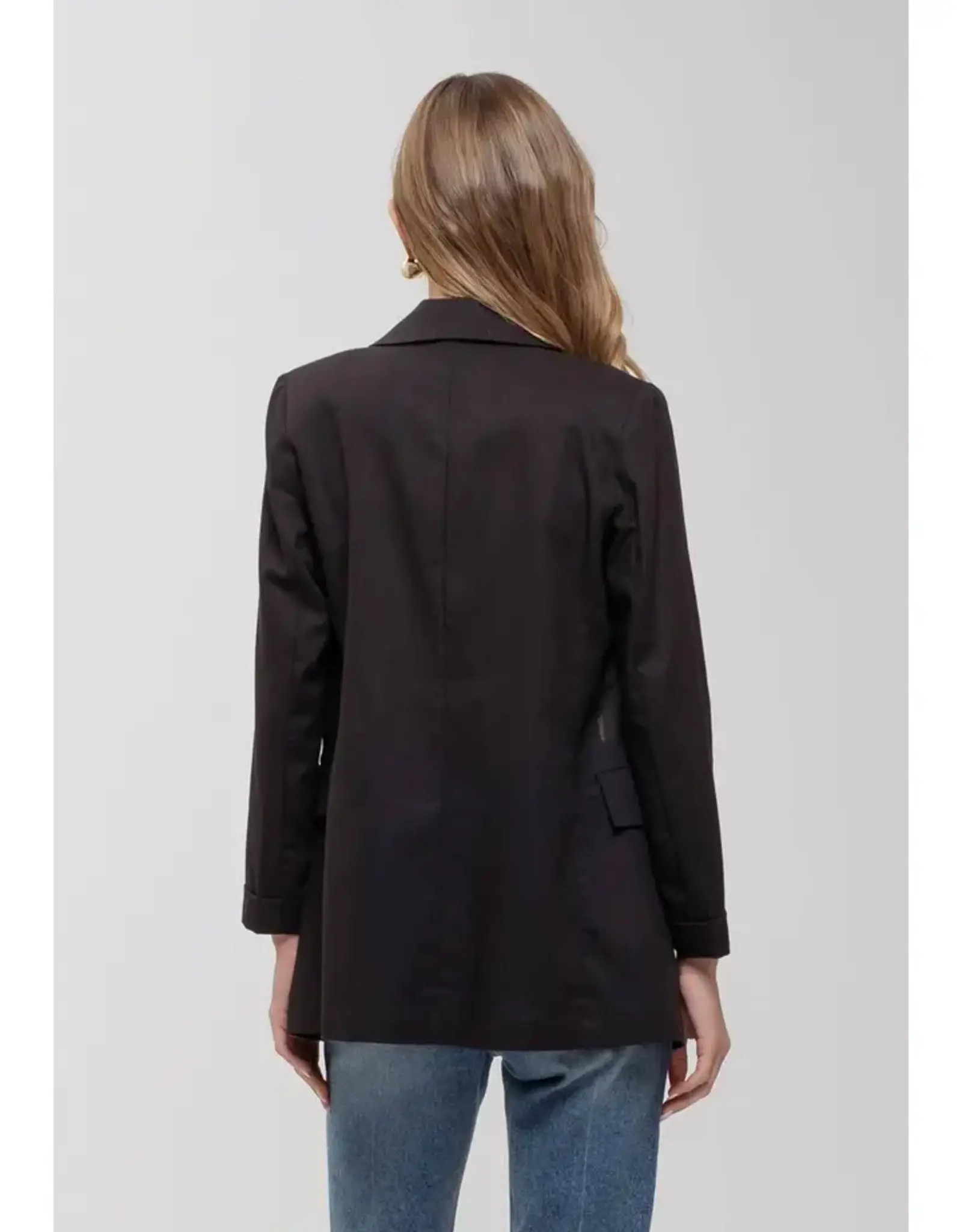 The Workshop Studio 3/4 Cuff Sleeve Collared Blazer