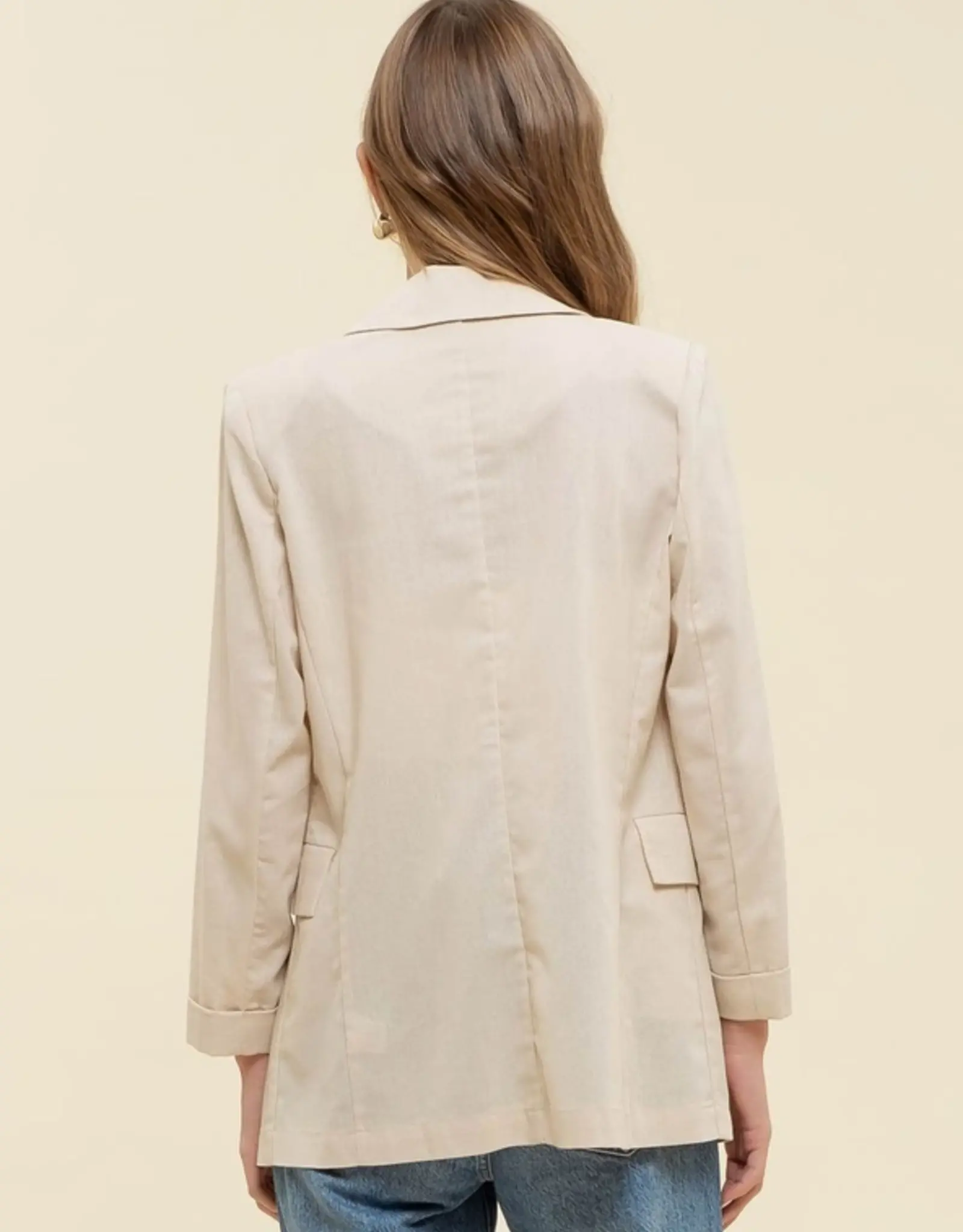 The Workshop Studio 3/4 Cuff Sleeve Collared Blazer
