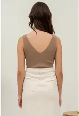 The Workshop Studio V Neck Sleeveless Ribbed Tank Top