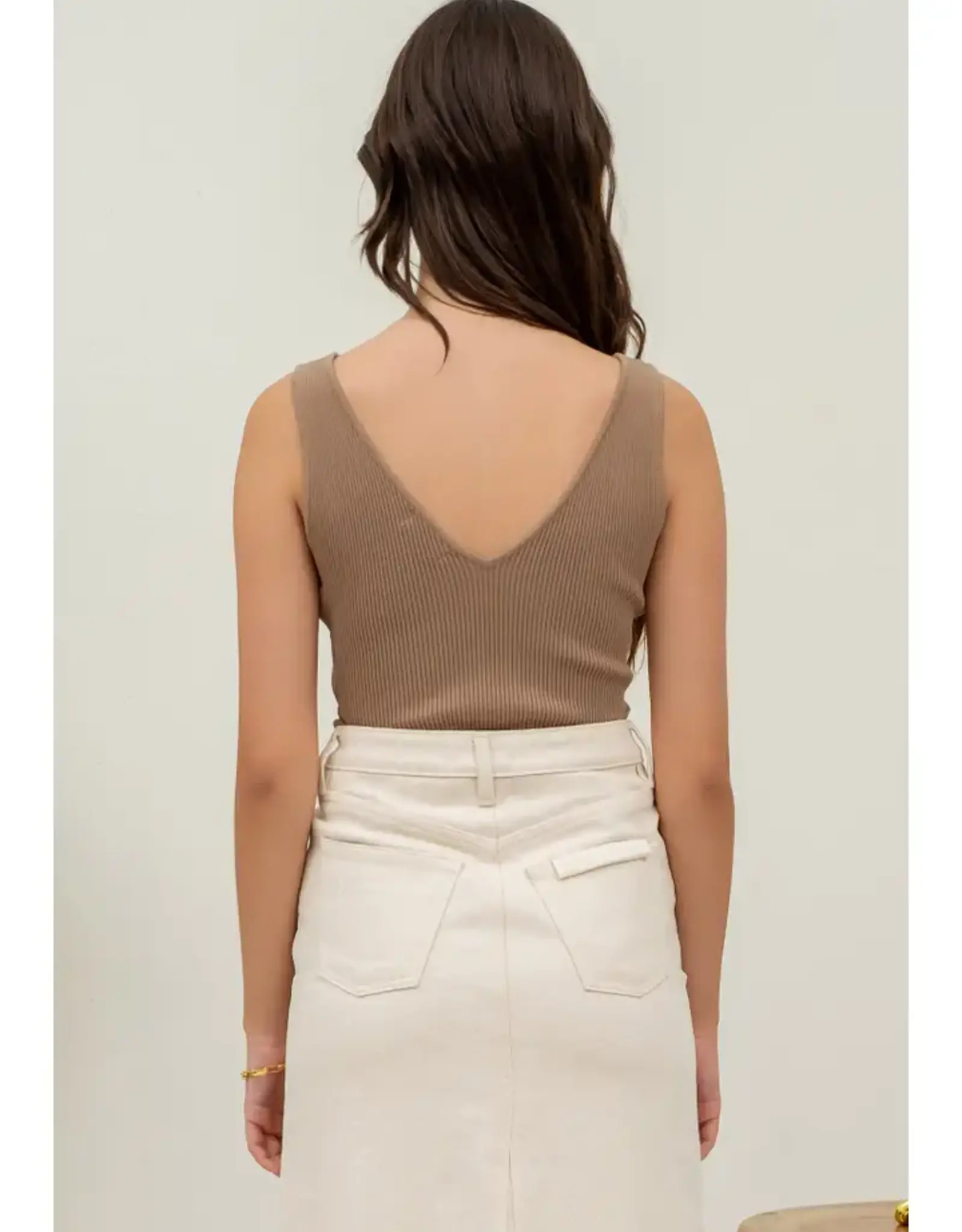 The Workshop Studio V Neck Sleeveless Ribbed Tank Top