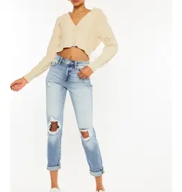 KanCan Karris Cuffed Mom Jean