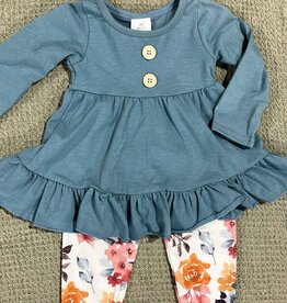 Aier Wholesale Blue Floral Ruffle Set