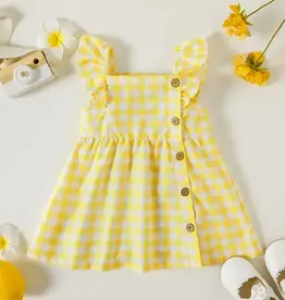 PatPat Yellow Gingham Print Dress