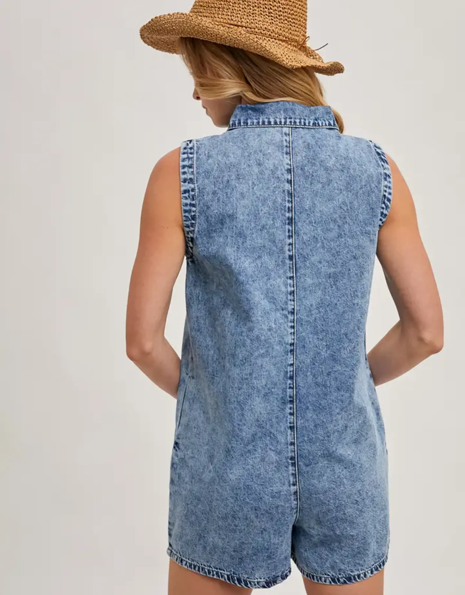 Button Down Sleeveless Romper