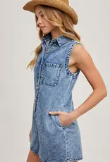 Button Down Sleeveless Romper