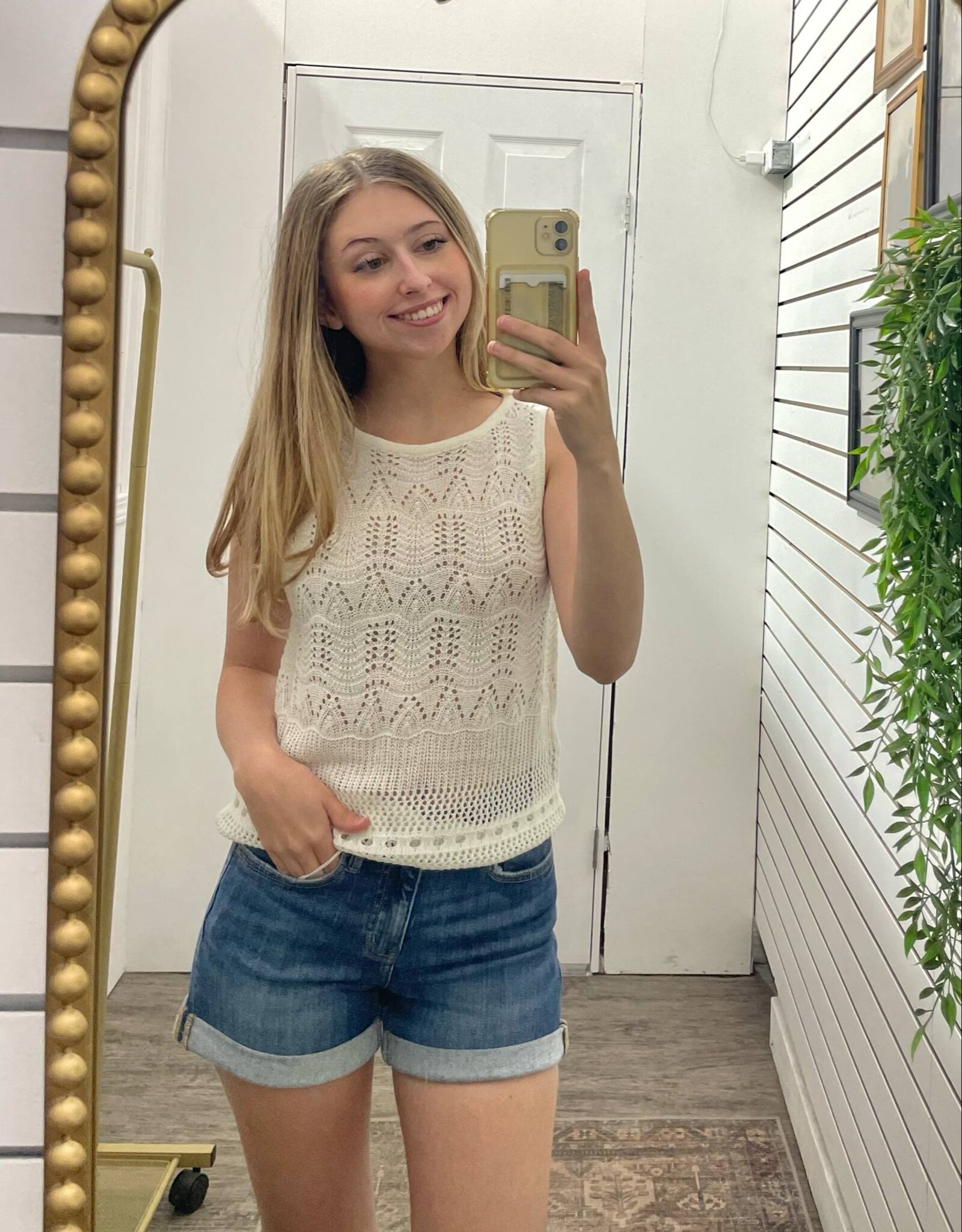 Open Knit Sleeveless Top