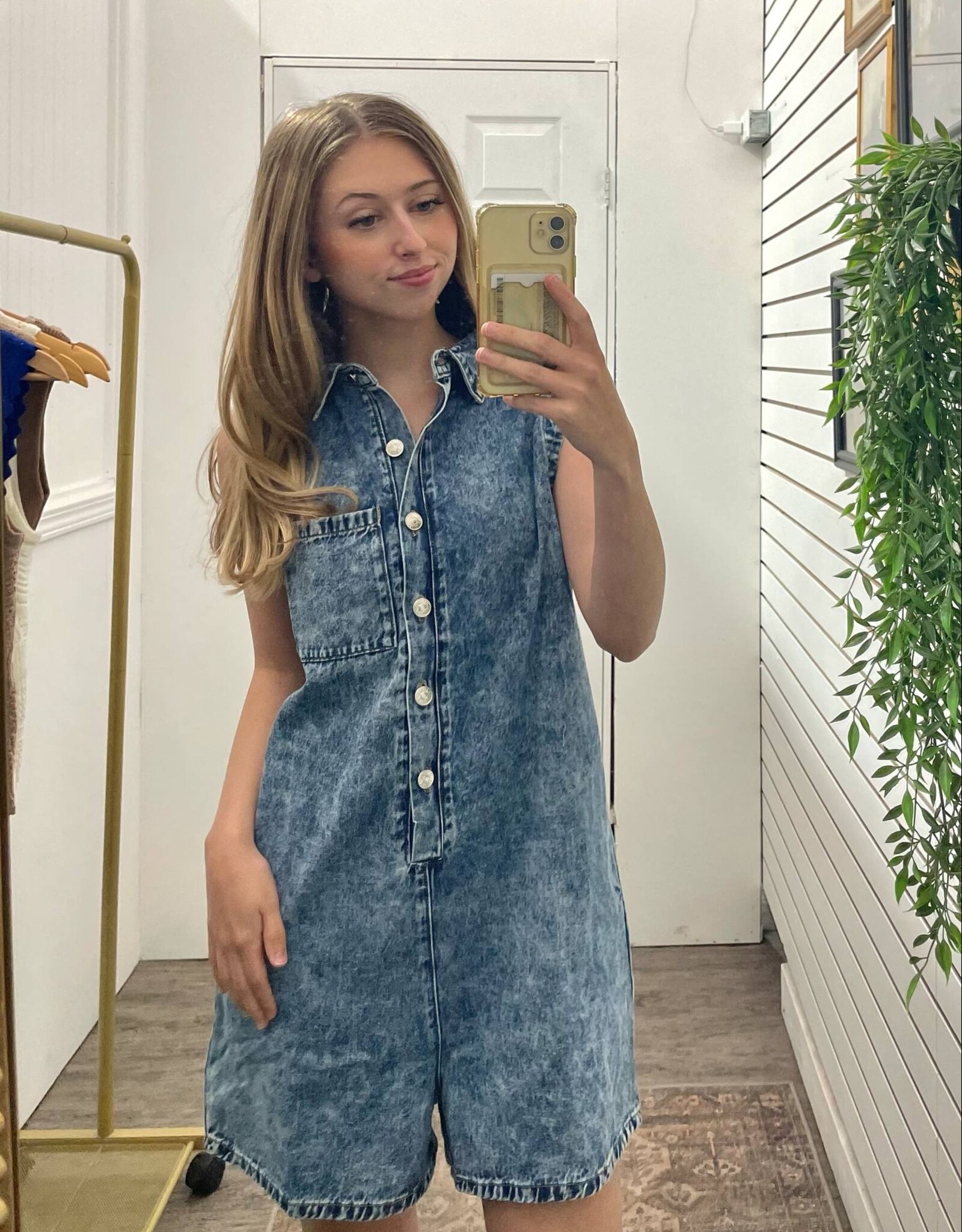 Button Down Sleeveless Romper
