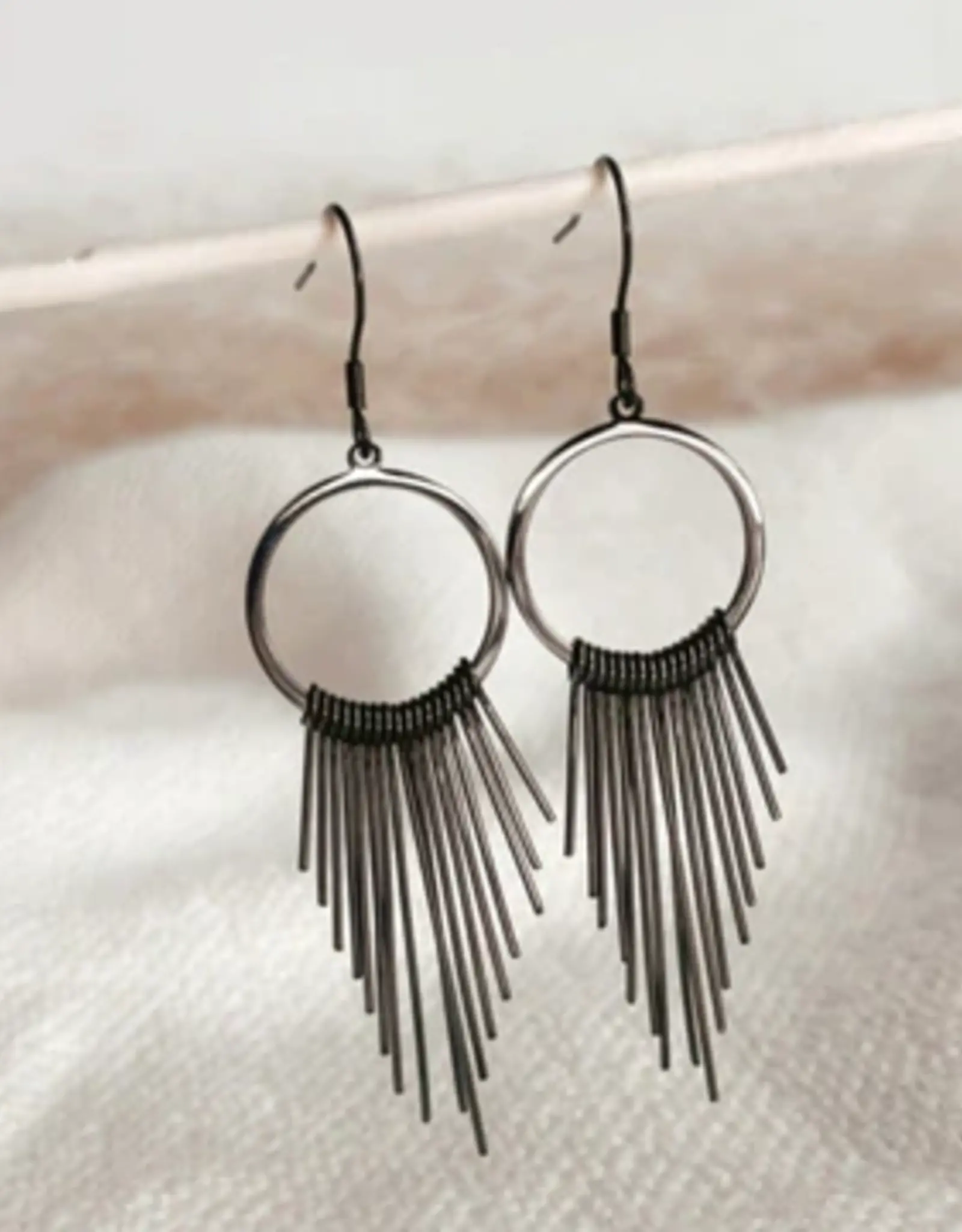 Sweet Three Designs Raya Earring, Black