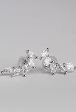 Sweet Three Designs Leaf Climber Earrings, Silver