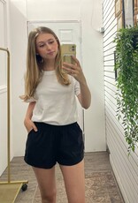 Mono B Highwaist Athleisure Shorts Cuffed, Black