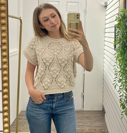 Crocheted Short Sleeve Blouse