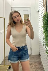 The Workshop Studio V Neck Sleeveless Ribbed Tank Top