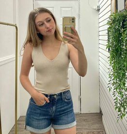 The Workshop Studio V Neck Sleeveless Ribbed Tank Top