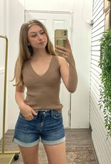 The Workshop Studio V Neck Sleeveless Ribbed Tank Top