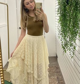 Lace Tiered Midi Skirt, Ecru