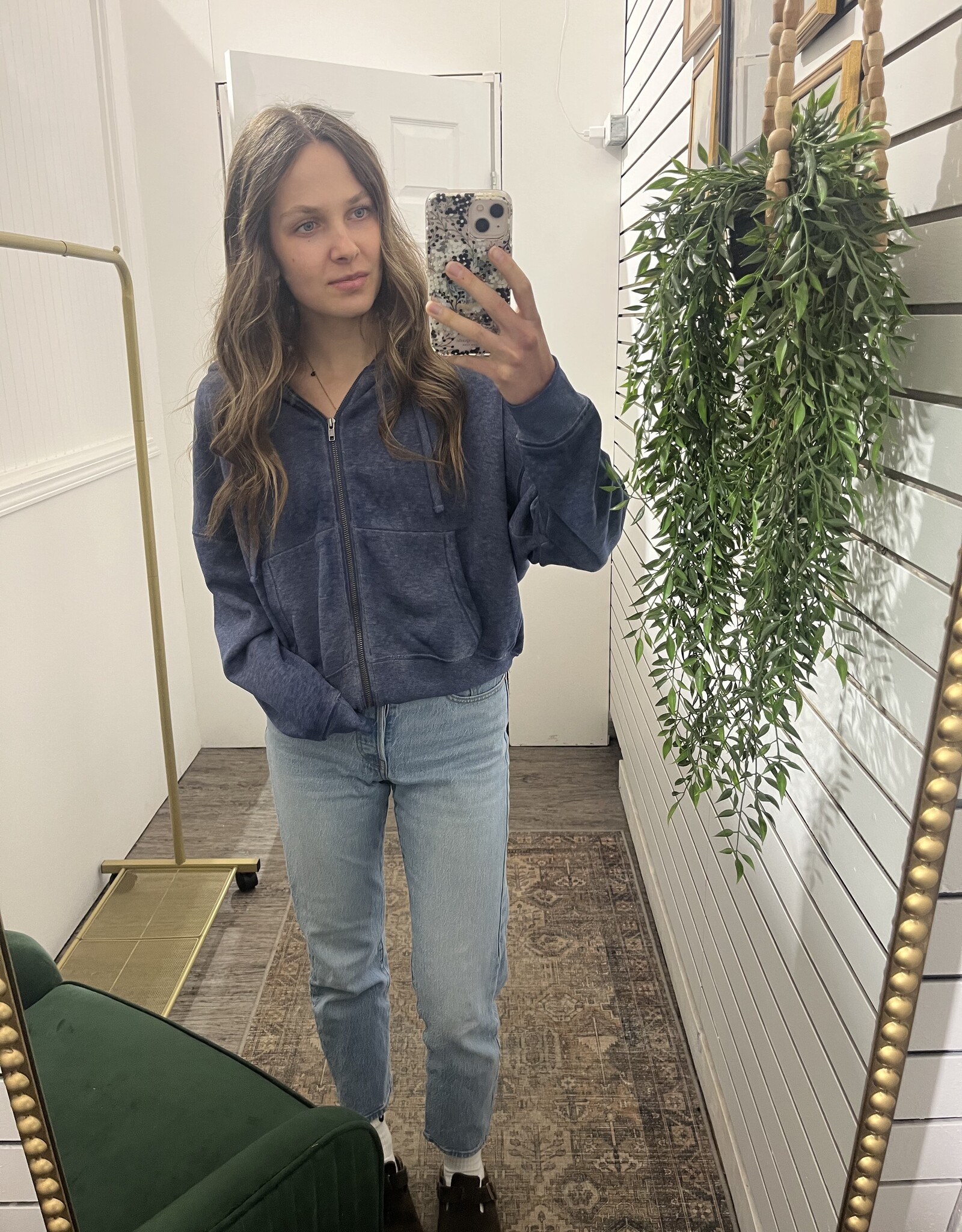 Mono B Fleece Hoodie Jacket with Tapered Sleeves