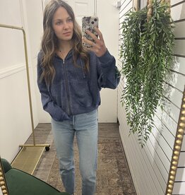 Mono B Fleece Hoodie Jacket with Tapered Sleeves