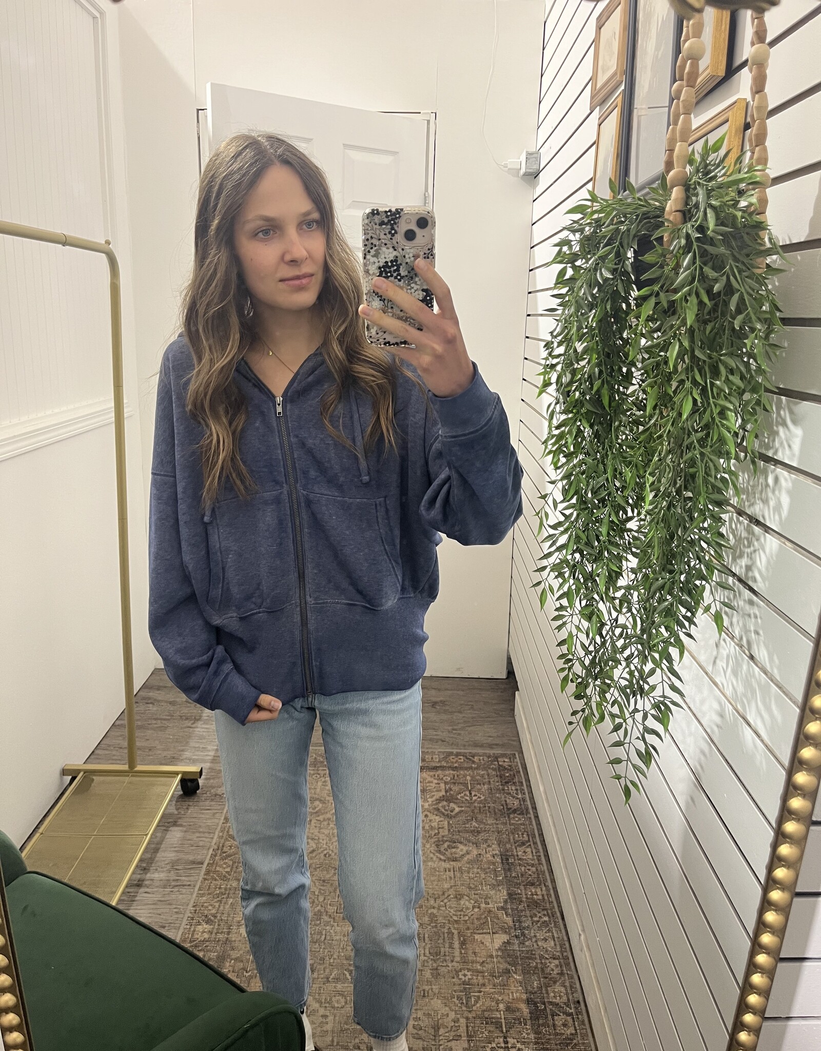 Mono B Fleece Hoodie Jacket with Tapered Sleeves