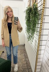 The Workshop Studio 3/4 Ruched Sleeve Blazer, Khaki