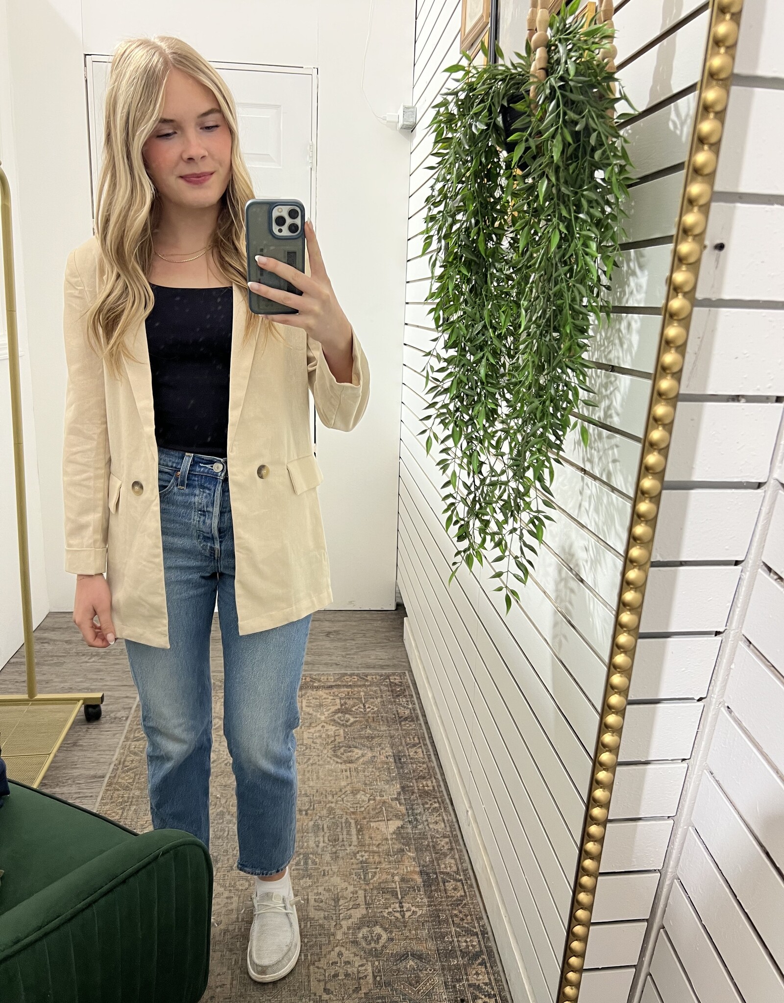 The Workshop Studio 3/4 Cuff Sleeve Collared Blazer