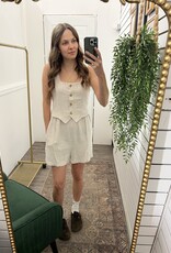 Faux-Set Button Up Vest Romper