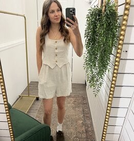 Faux-Set Button Up Vest Romper
