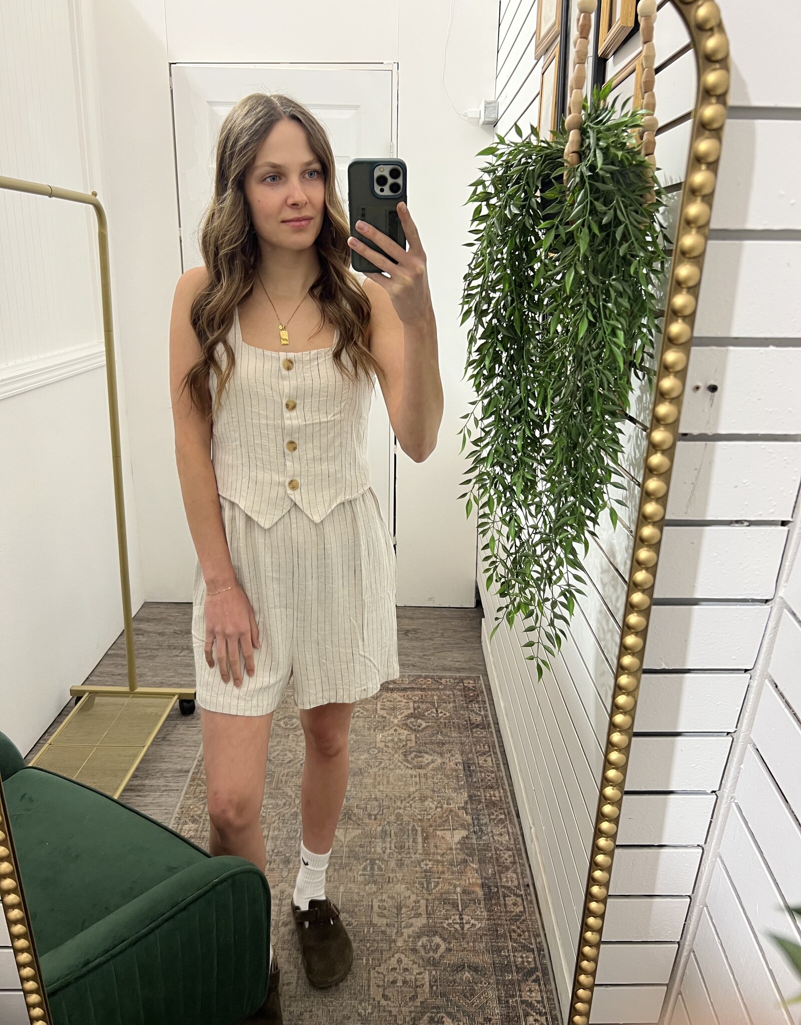 Faux-Set Button Up Vest Romper