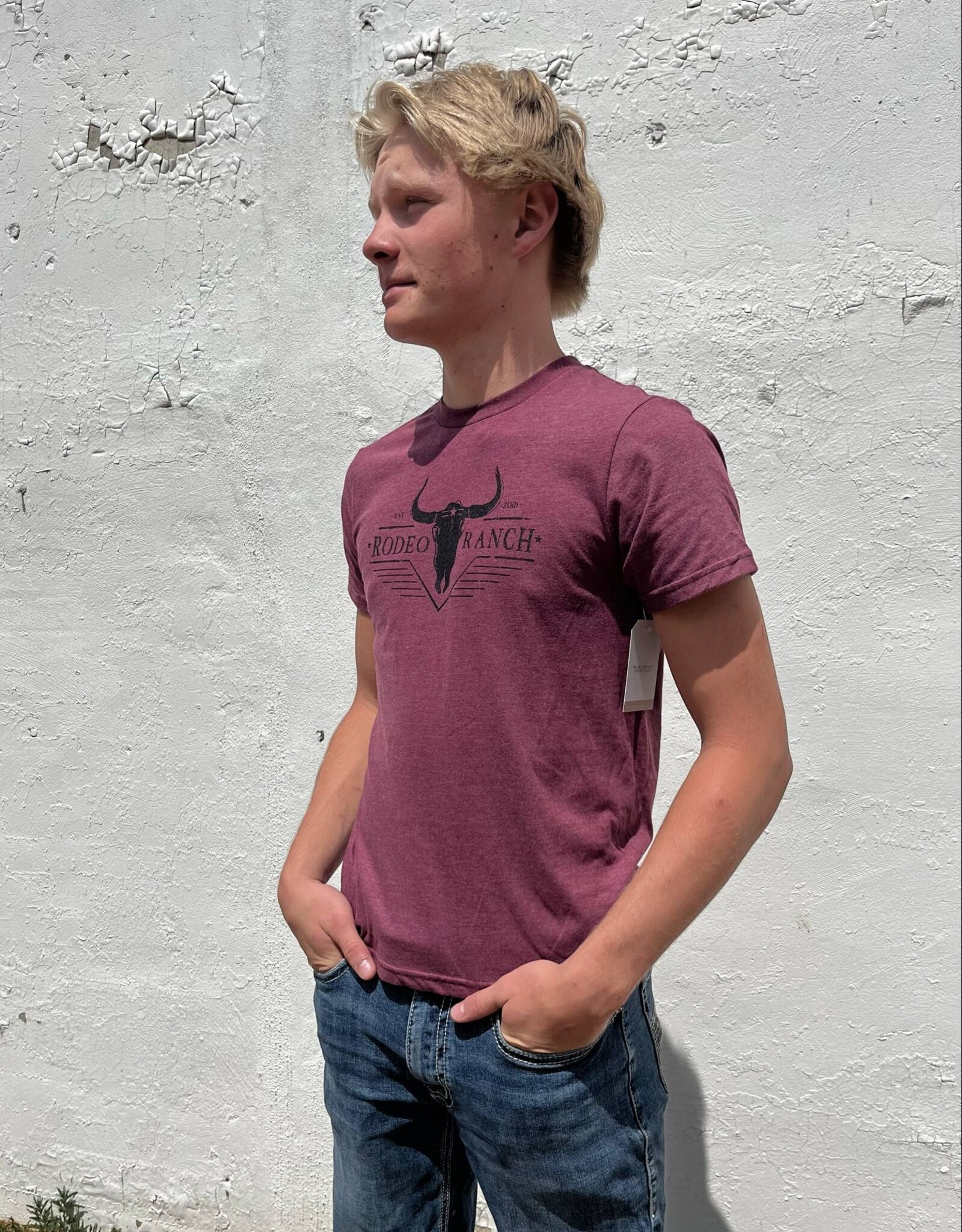 Rodeo Ranch Western Short Sleeve Shirt, Heather Maroon
