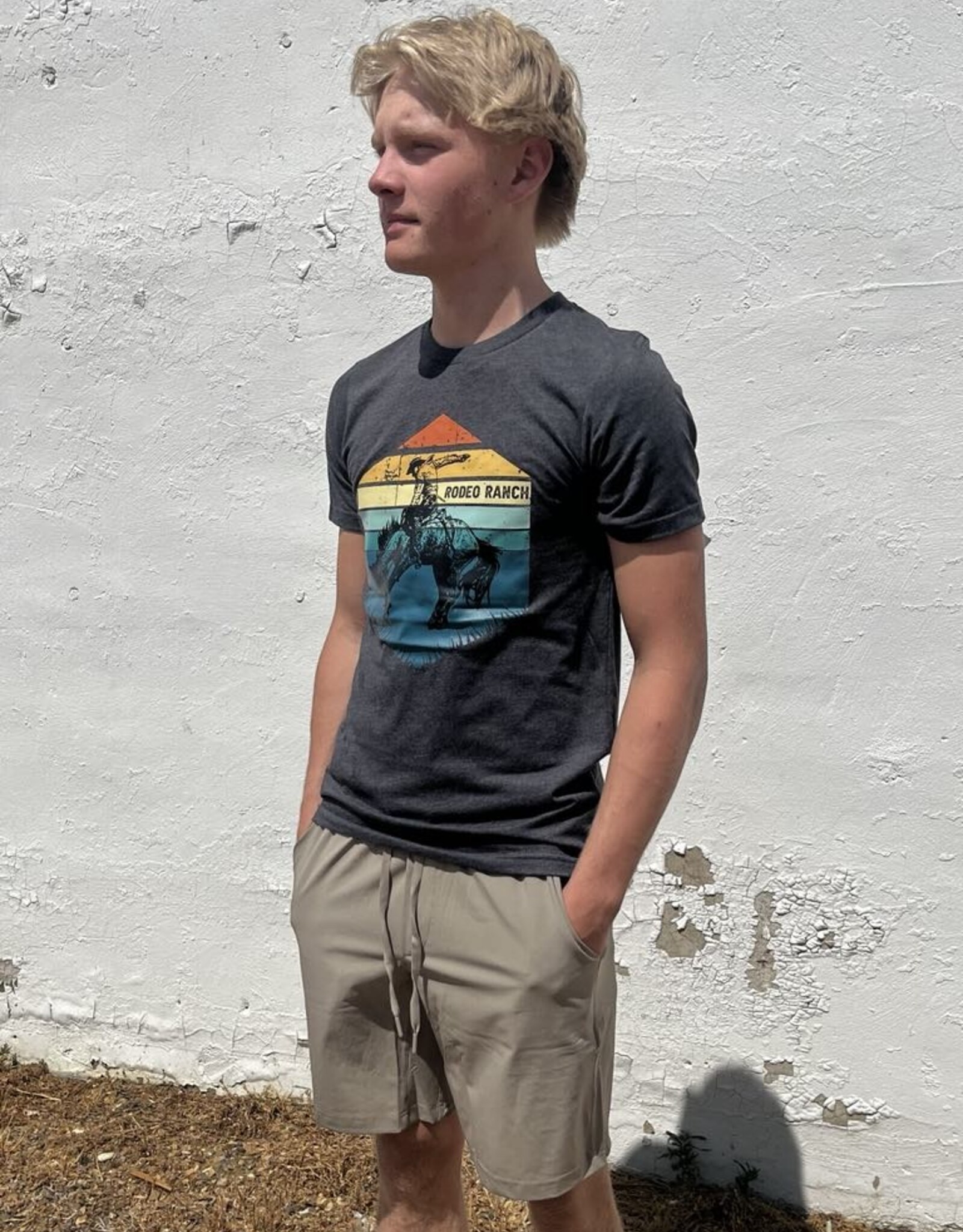 Rodeo Ranch Retro Sunset T-Shirt, Deep Heather