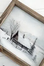 Ashwood Designs Vintage Winter Cabin Print ,9x11