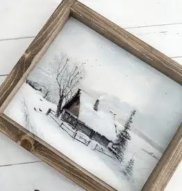 Ashwood Designs Vintage Winter Cabin Print ,9x11