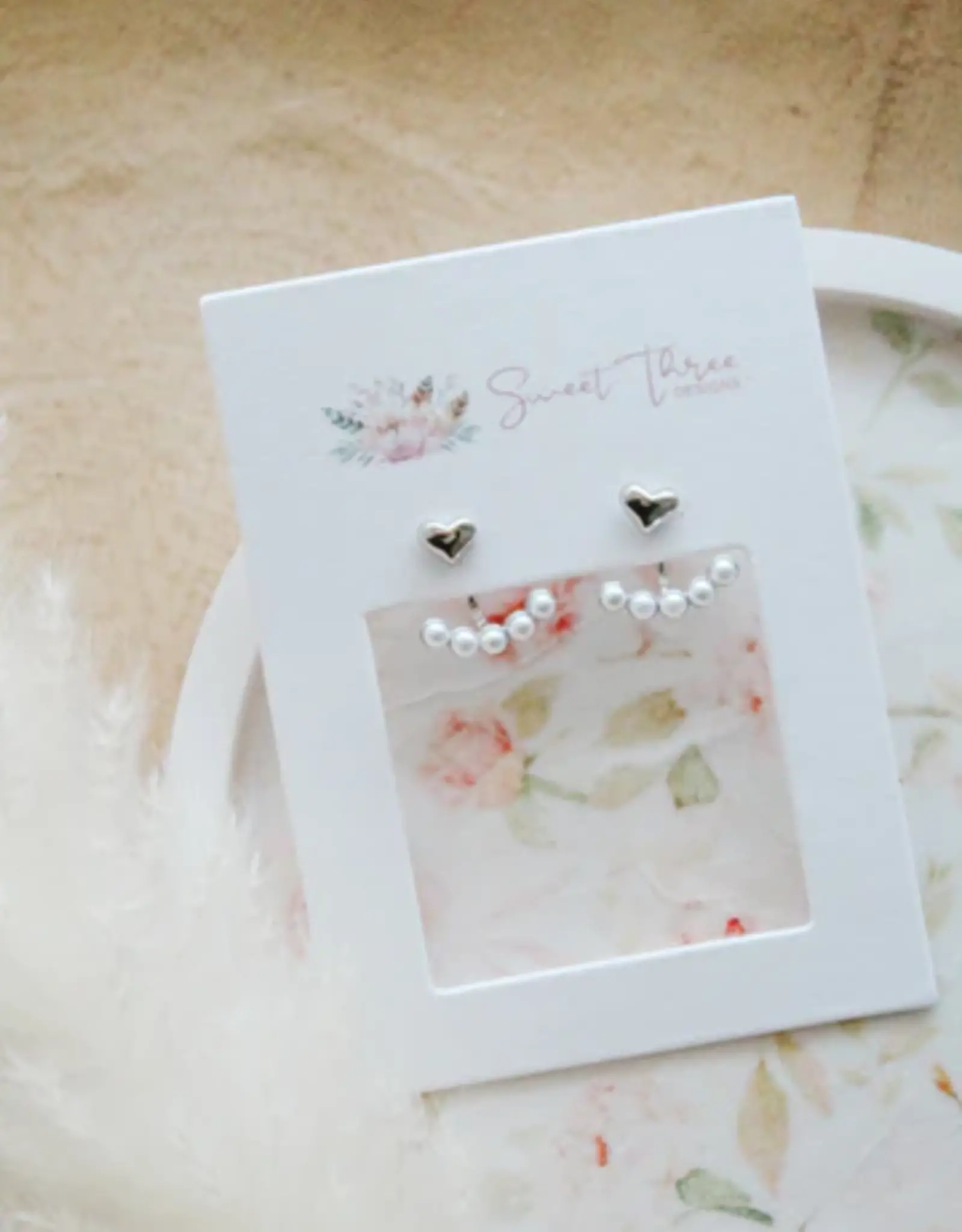 Sweet Three Designs Presley Earrings, Silver