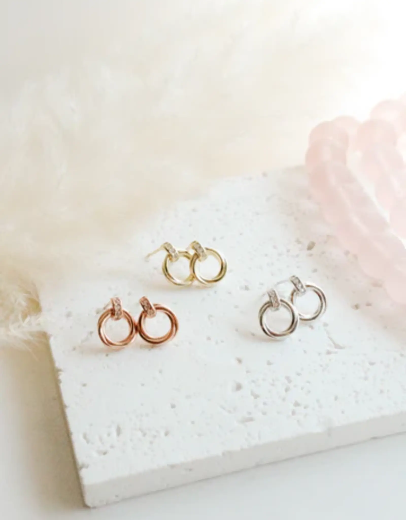 Sweet Three Designs Raquel Studs, Rose Gold