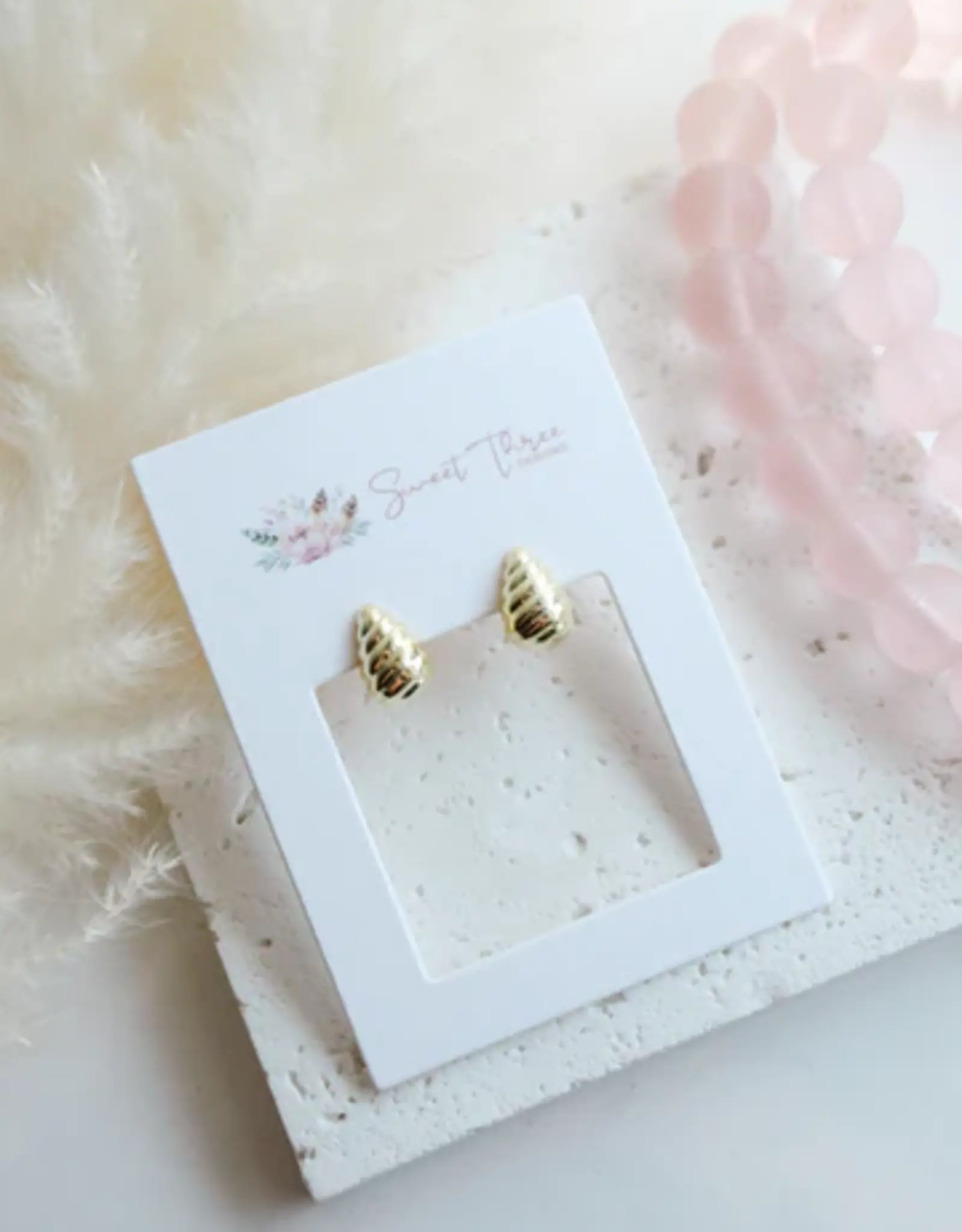 Sweet Three Designs Jada Studs, Gold