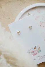 Sweet Three Designs Lulu Bow Studs, Silver/Clear