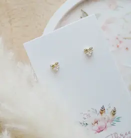 Sweet Three Designs Lulu Bow Studs, Silver/Clear