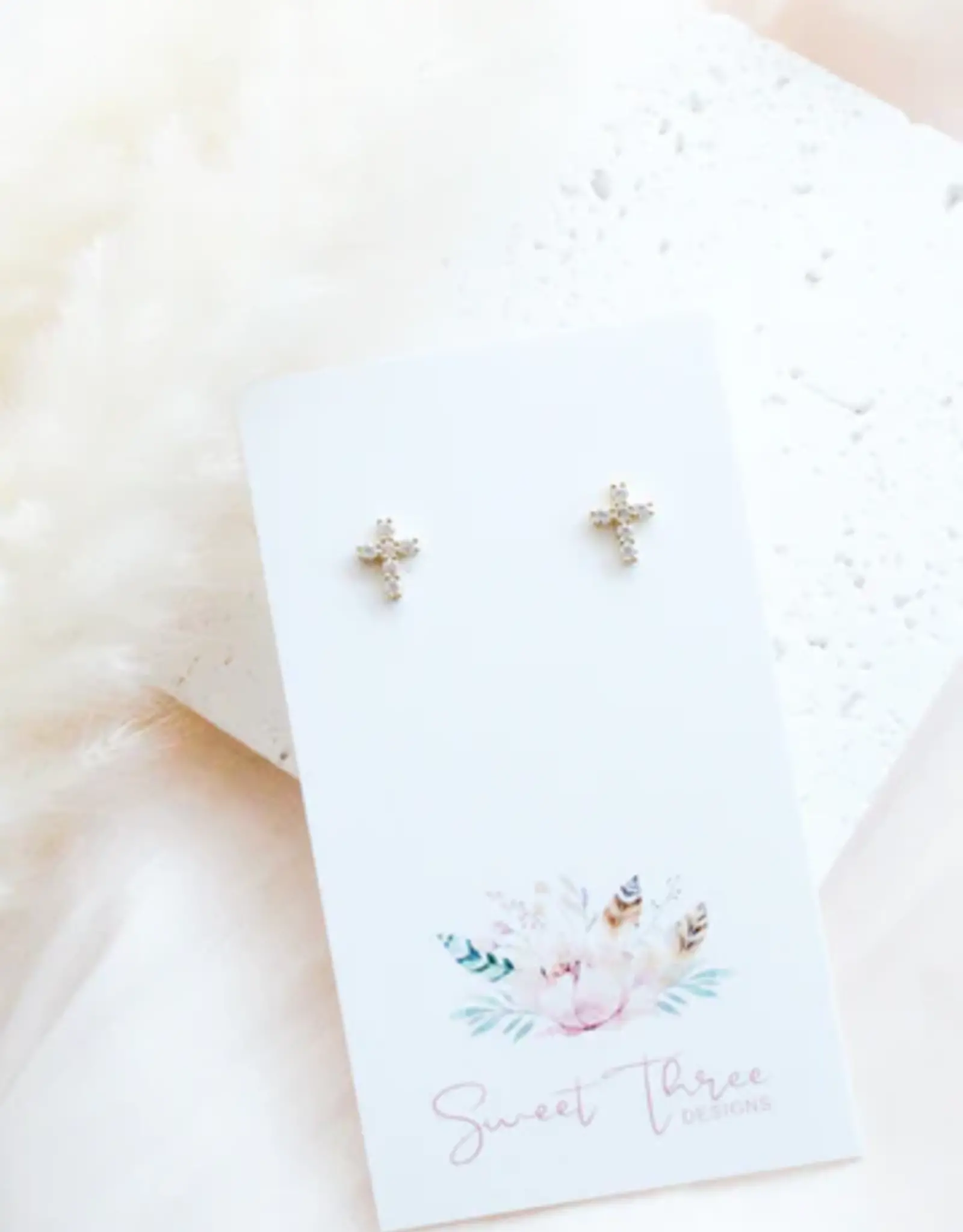 Sweet Three Designs Blessing Studs, Gold