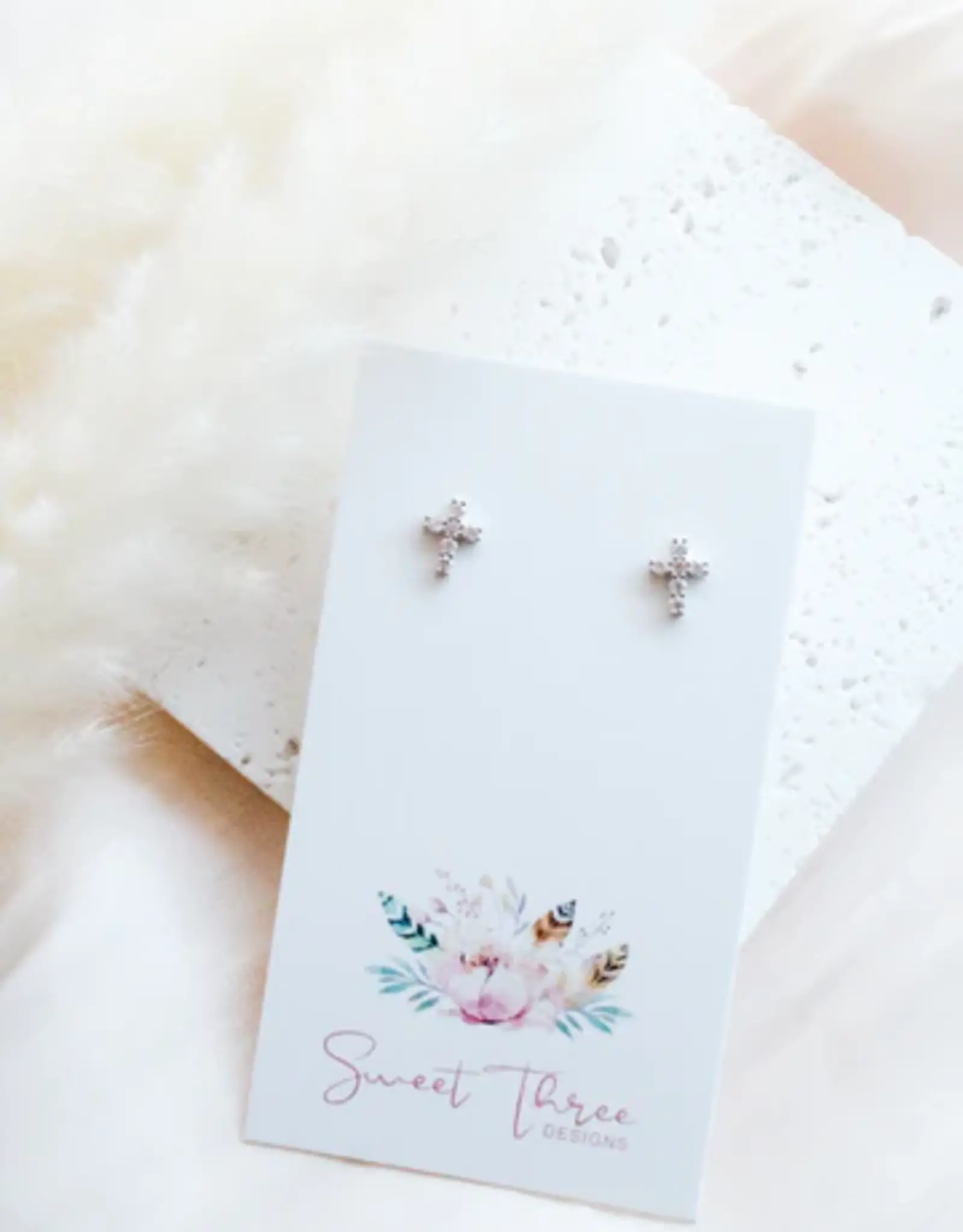 Sweet Three Designs Blessing Studs, Silver